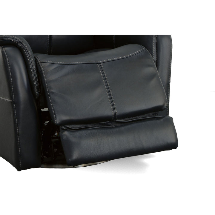 View Leather Power Swivel Recliner with Power Headrest in Ocean