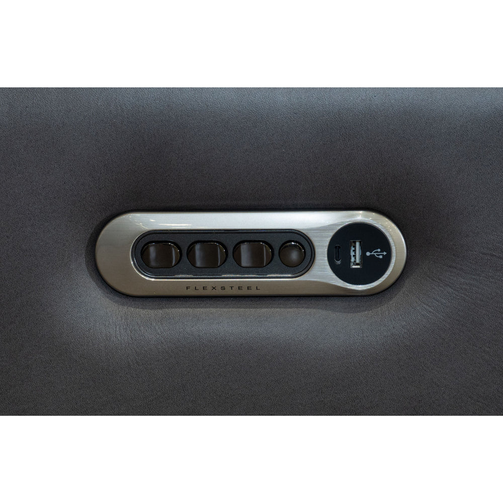 Flexsteel 1596-62PH-70502 Wyatt  Power Reclining Sofa With Power Headrests & Lumbar  Dark Gray