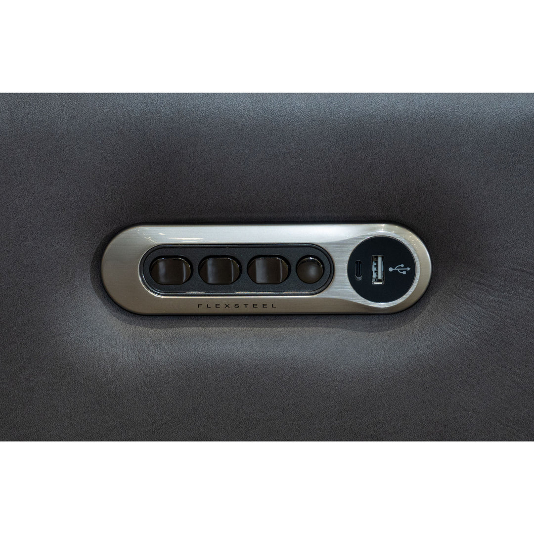 Flexsteel 1596-62PH-70502 Wyatt  Power Reclining Sofa With Power Headrests & Lumbar  Dark Gray