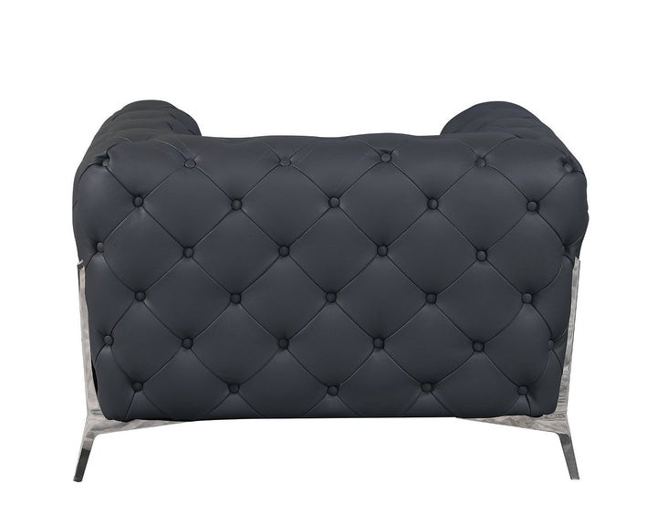 DivanItalia 970 Chair in Top-Grain Italian Leather - Dark Gray