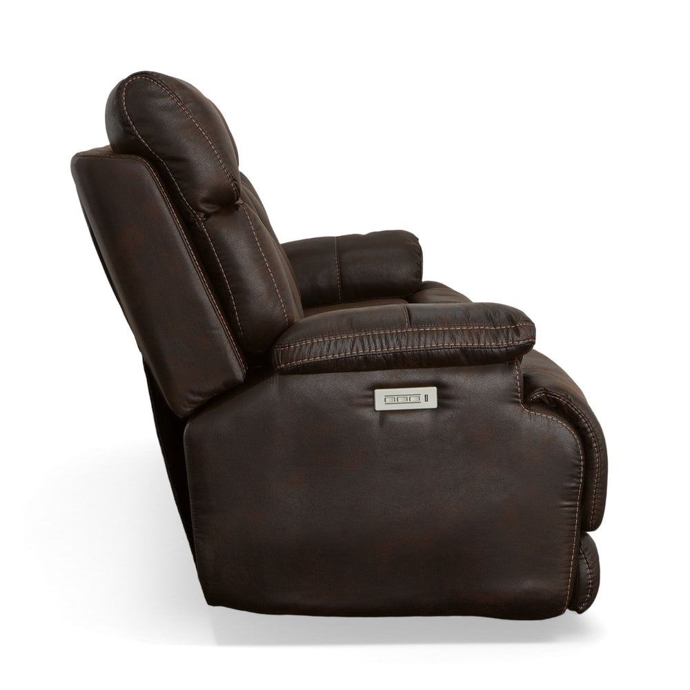 Clive Fabric Power Reclining Sofa with Power Headrests & Lumbar in Clove