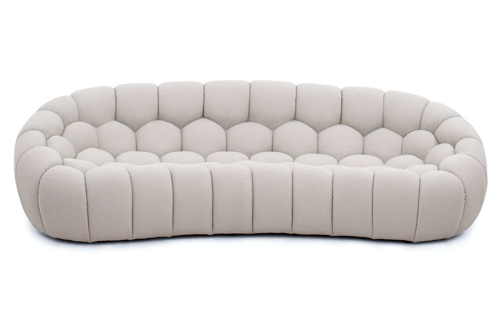 Yolonda - Modern Curved Beige Fabric Sofa
