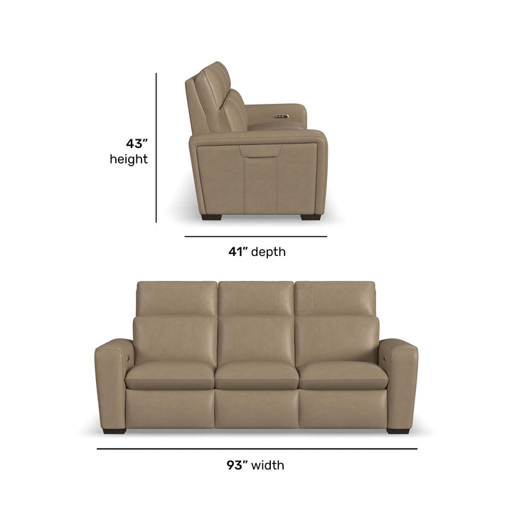 Sense Leather Power Reclining Sofa with Power Headrest, Lumbar &amp; Pulse (Cover 36701)