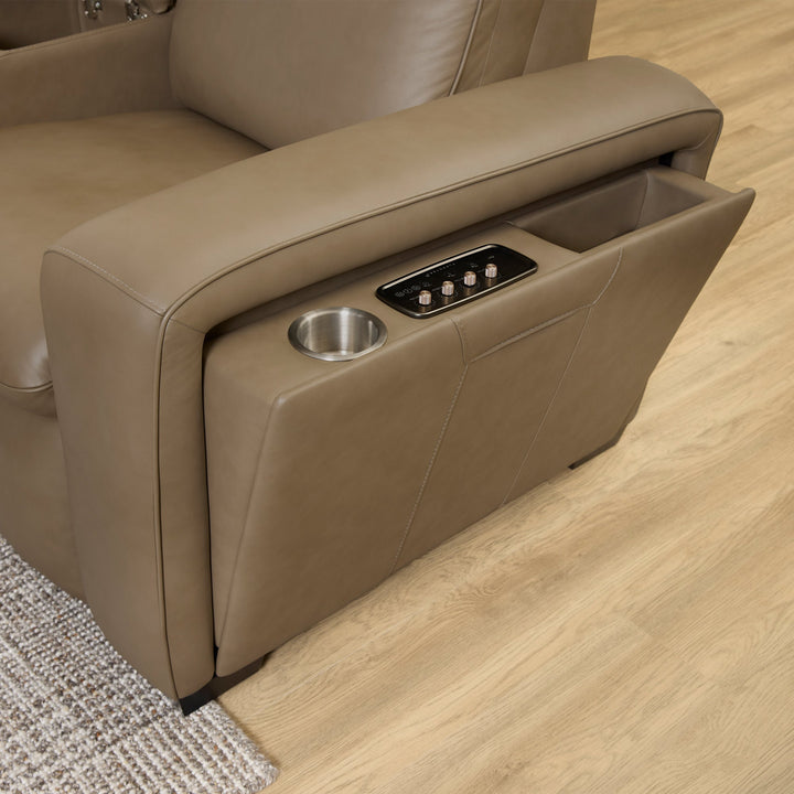 Sense Leather Power Reclining Sofa with Power Headrest, Lumbar &amp; Pulse (Cover 36701)