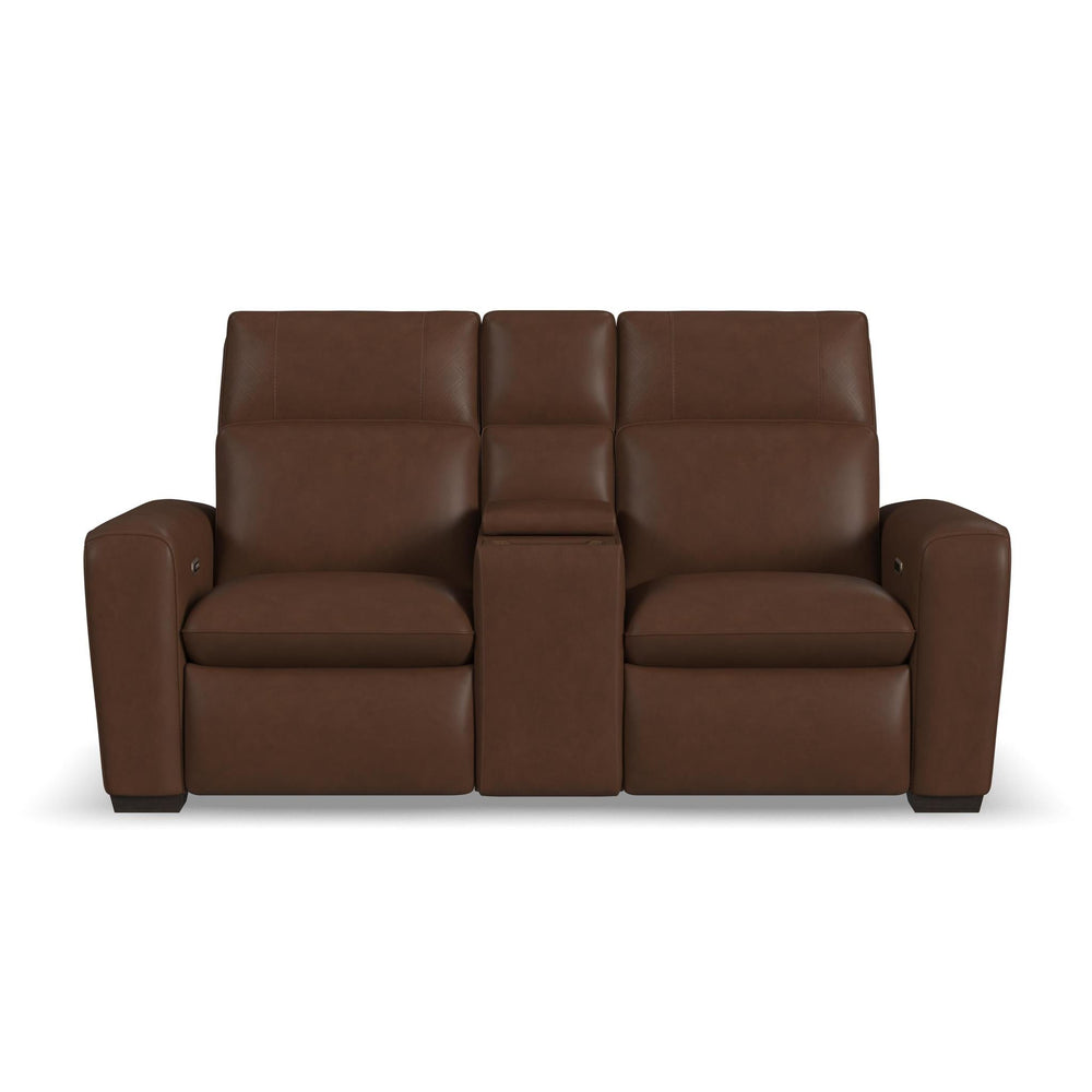 Sense Leather Power Reclining Loveseat with Console, Power Headrest, Lumbar & Pulse (Cover 36770)