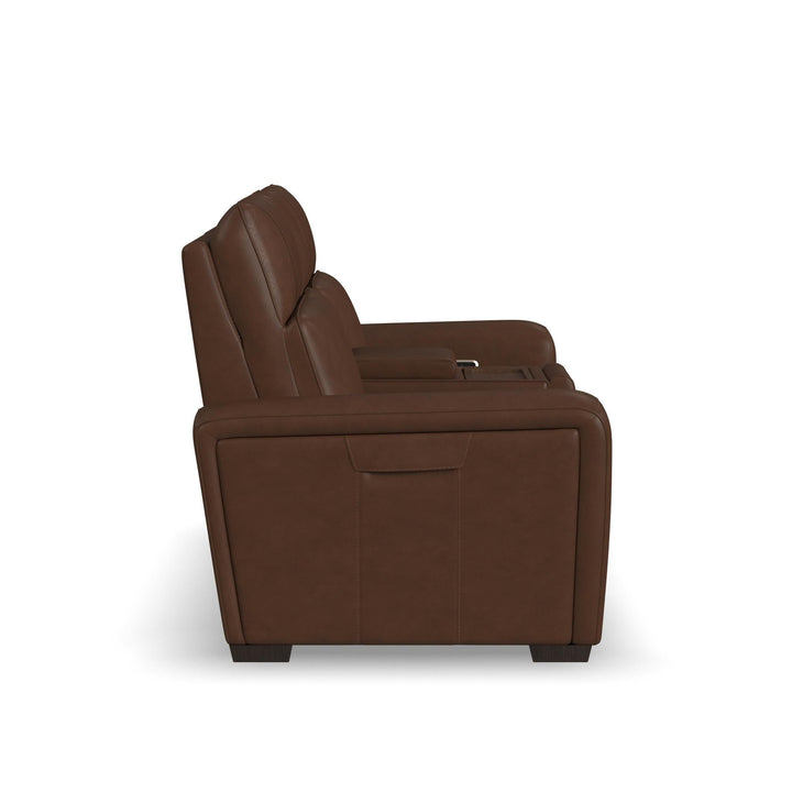 Sense Leather Power Reclining Loveseat with Console, Power Headrest, Lumbar &amp; Pulse (Cover 36770)