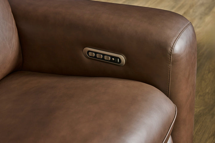 Sense Leather Power Reclining Loveseat with Console, Power Headrest, Lumbar &amp; Pulse (Cover 36770)