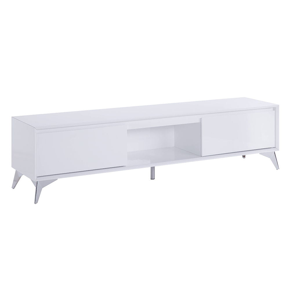 Raceloma - TV Stand - White & Chrome
