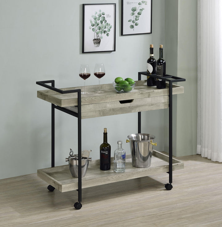 coaster-furniture-181005-ventura-1-drawer-engineered-wood-bar-cart-grey-driftwood