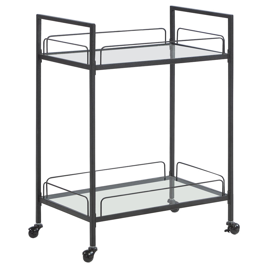 Coaster Furniture 181065 Curltis 2-tier Rectangular Glass Shelf Metal Bar Cart Black