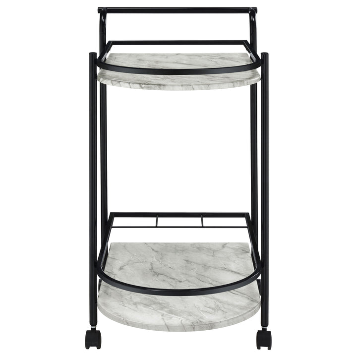 Desiree - 2-Tier Faux Marble Shelf Metal Bar Cart - Black