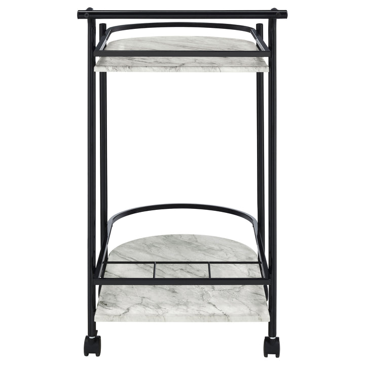 Desiree - 2-Tier Faux Marble Shelf Metal Bar Cart - Black