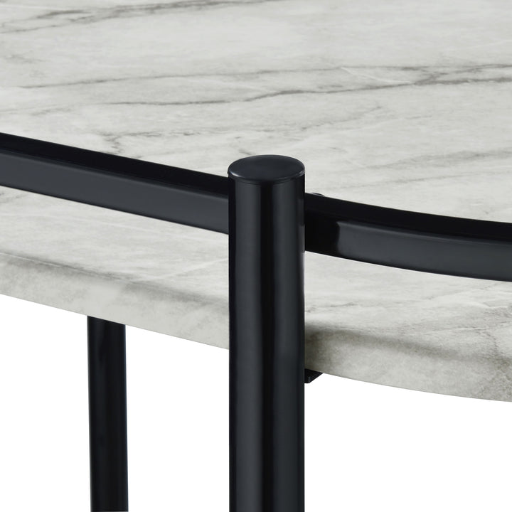 Desiree - 2-Tier Faux Marble Shelf Metal Bar Cart - Black