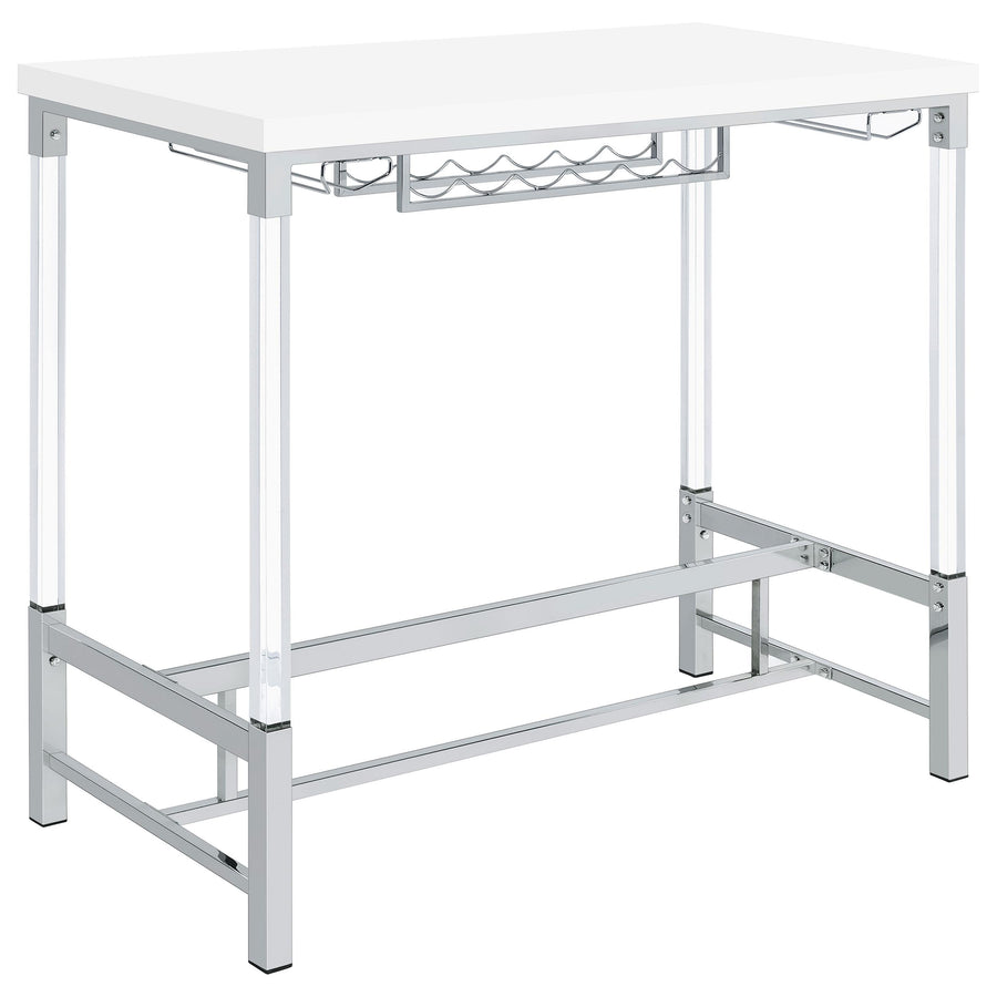 Coaster Furniture 182101 Norcrest 47-inch Acrylic Leg Bar Table White High Gloss