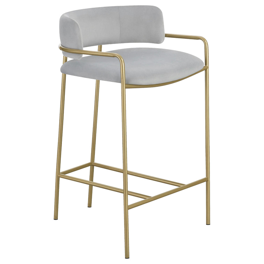 Coaster Furniture 182159 Comstock Upholstered Low Back Stool Grey and Gold