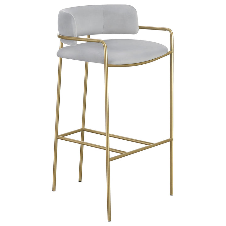 Coaster Furniture 182160 Comstock Upholstered Low Back Stool Grey and Gold