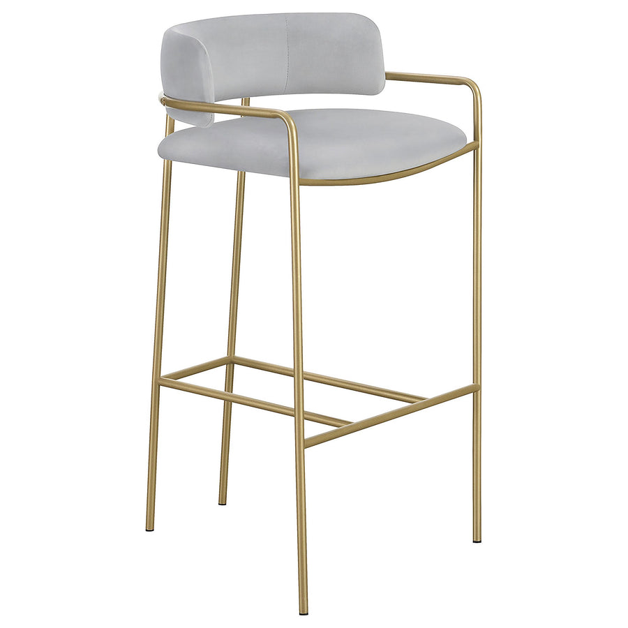 Coaster Furniture 182160 Comstock Upholstered Low Back Stool Grey and Gold