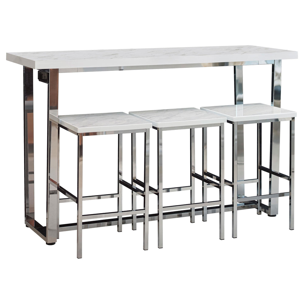 Coaster Furniture 182253 Marmot 4-Piece Rectangular Counter Height Table Set Chrome