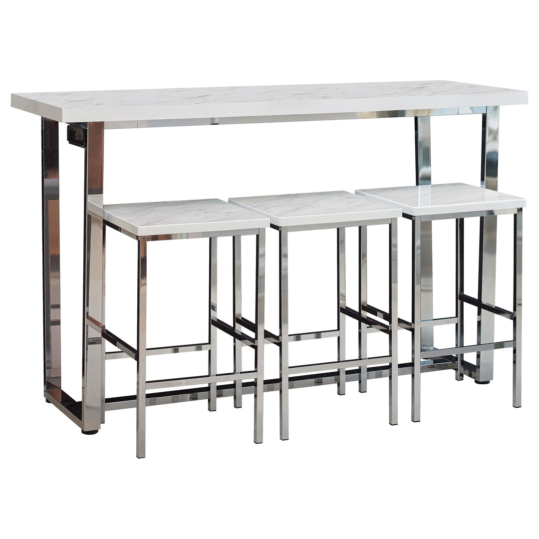 Coaster Furniture 182253 Marmot 4-Piece Rectangular Counter Height Table Set Chrome