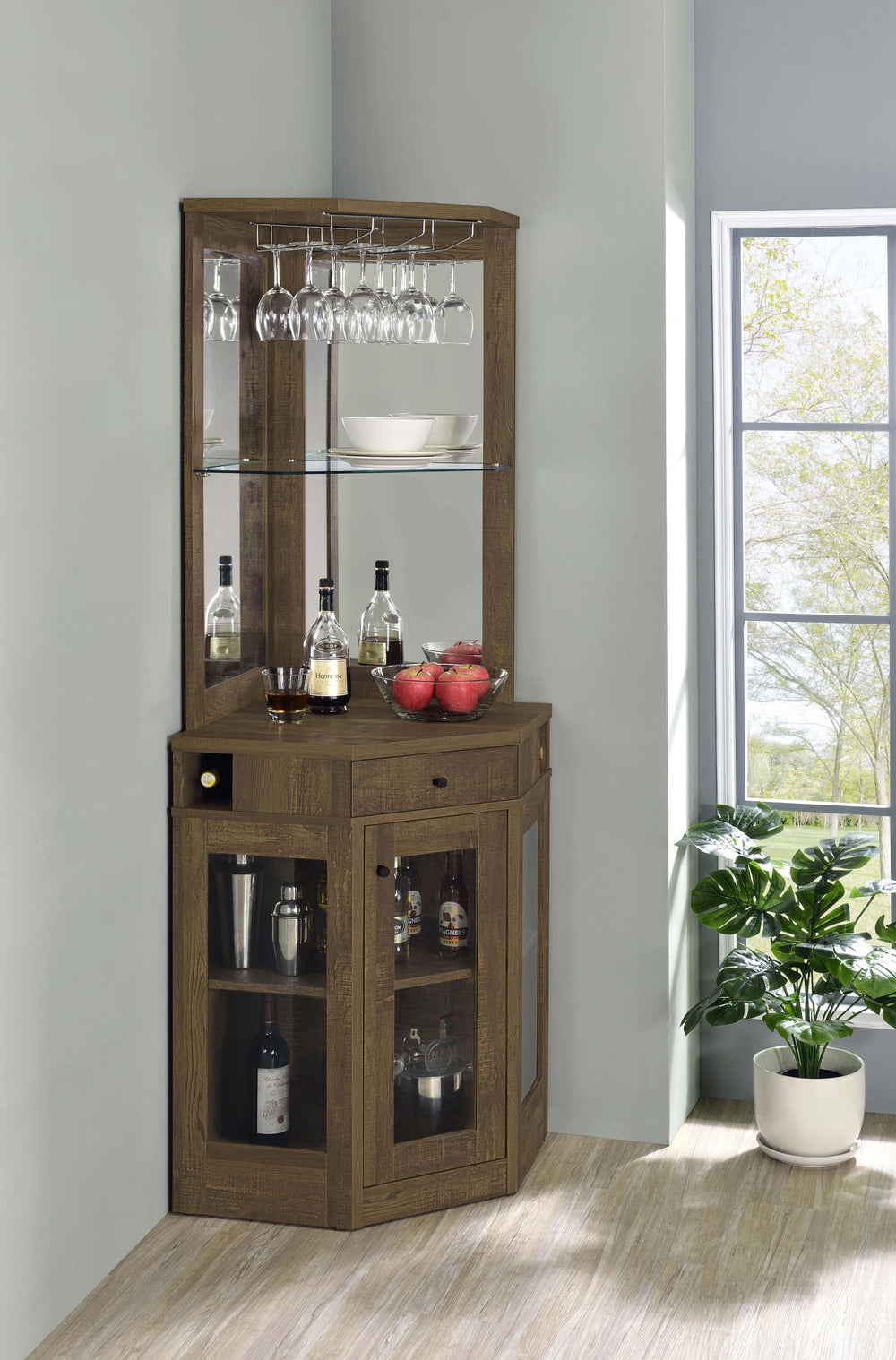 coaster-furniture-182303-alviso-1-drawer-corner-home-bar-wine-cabinet-rustic-oak