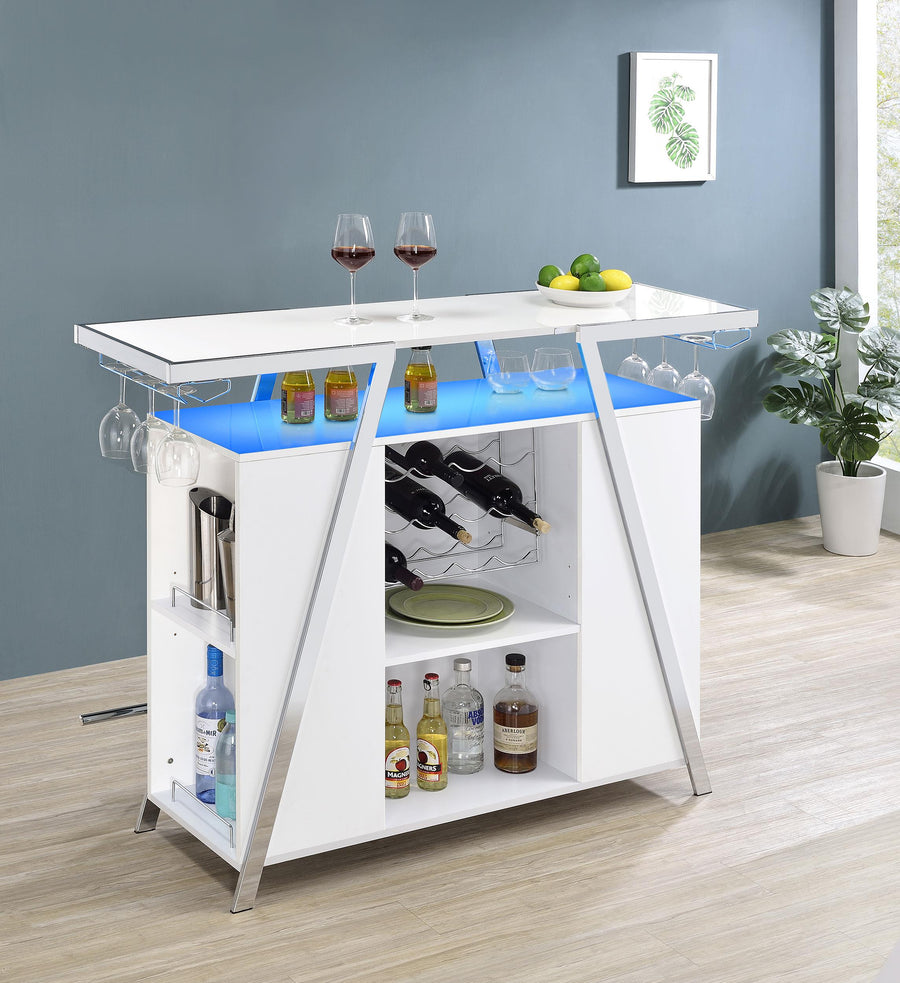 Coaster Furniture 182355 Araceli Freestanding LED Home Bar Cabinet White High Gloss