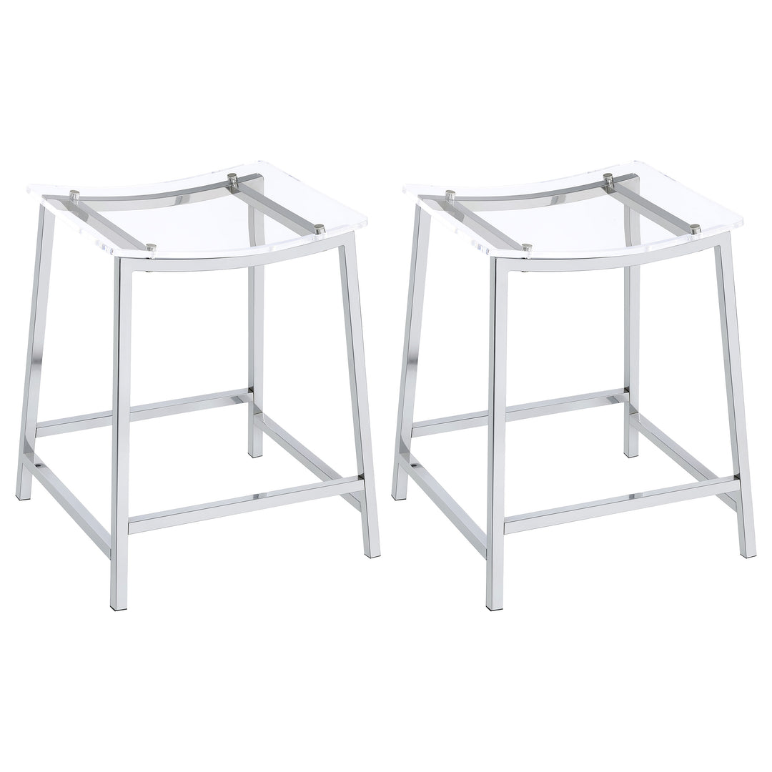 Jovani - Acrylic Backless Counter Stool (Set of 2) - Chrome