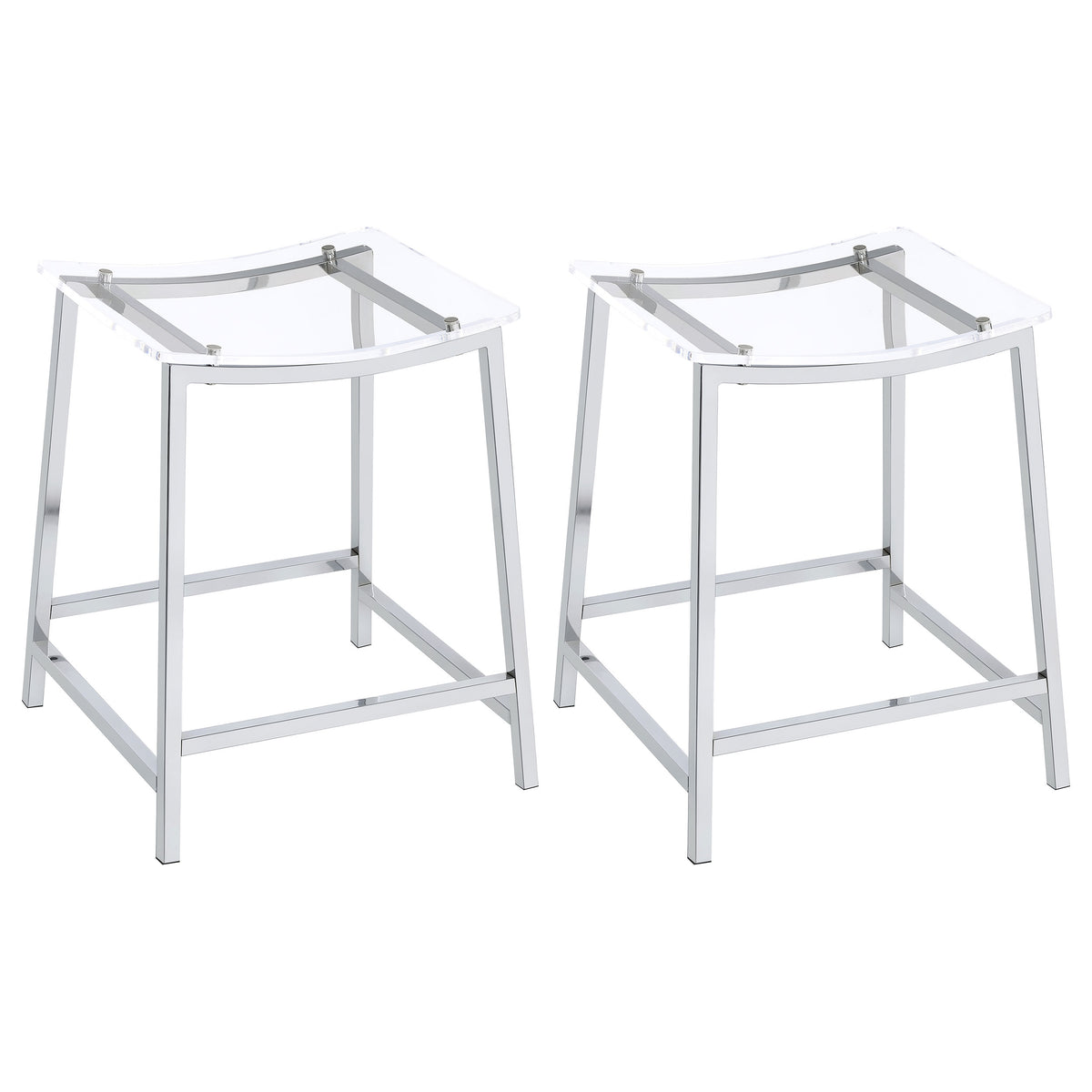 Jovani - Acrylic Backless Counter Stool (Set of 2) - Chrome