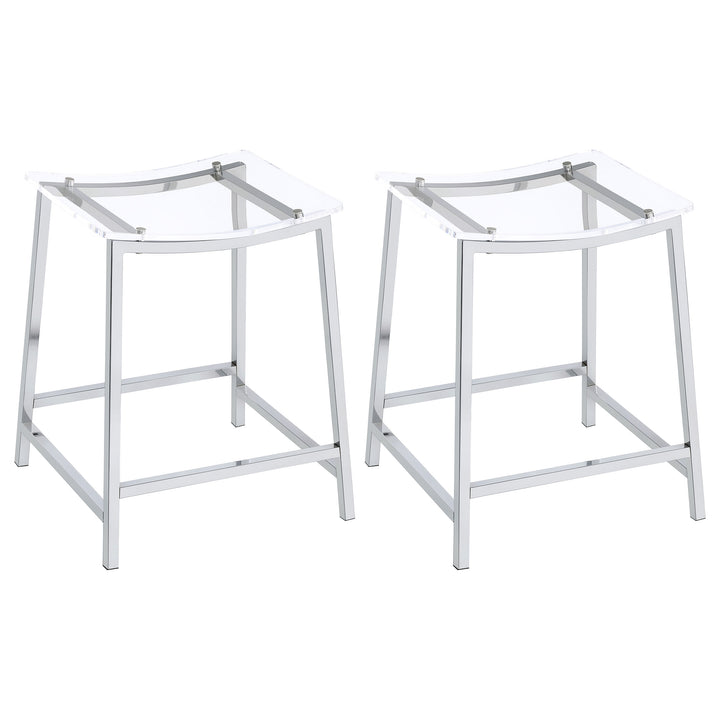 Jovani - Acrylic Backless Counter Stool (Set of 2) - Chrome