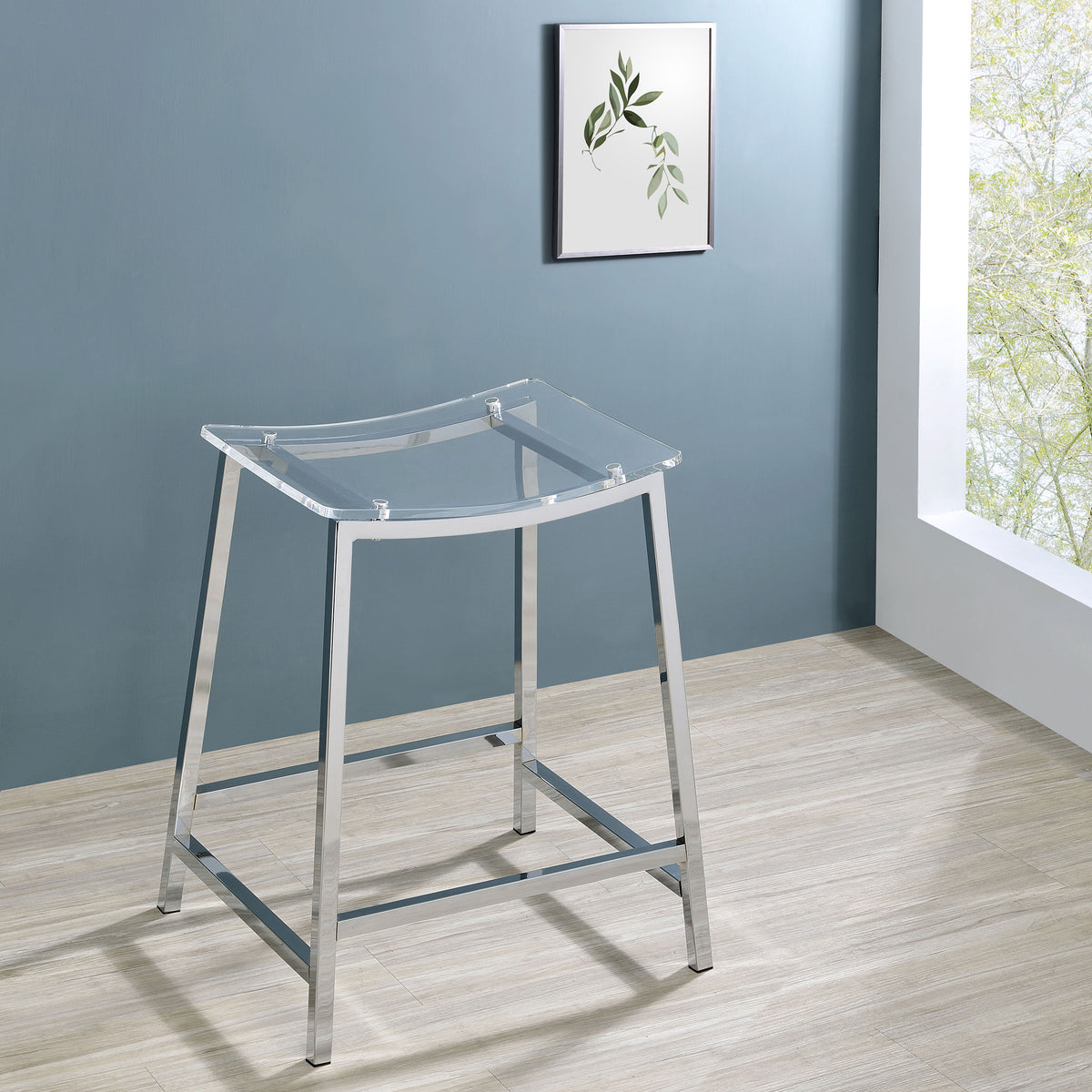 Jovani - Acrylic Backless Counter Stool (Set of 2) - Chrome