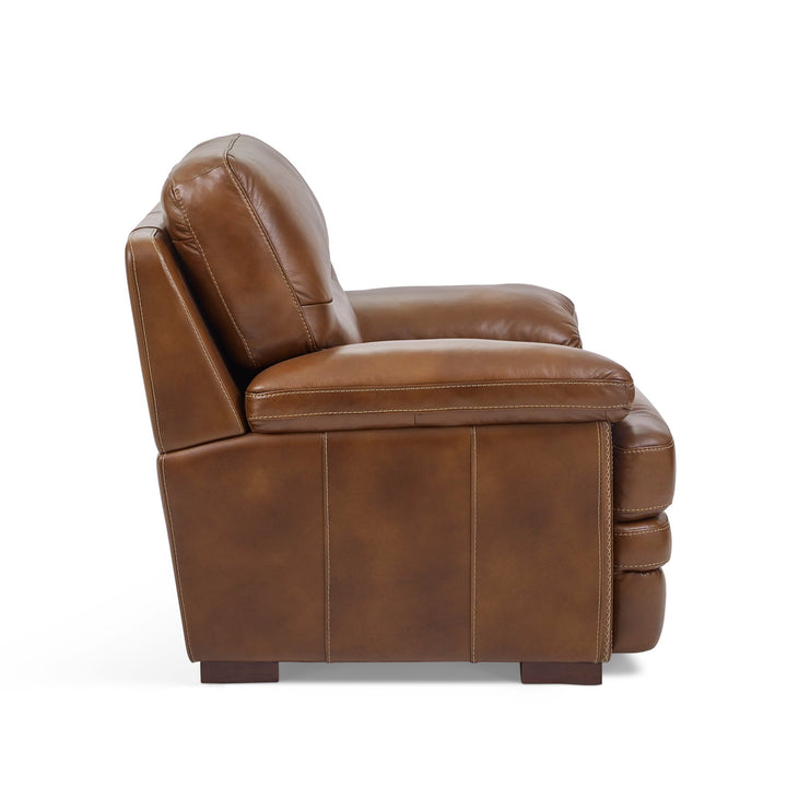 David Pecan Leather Chair in Pecan
