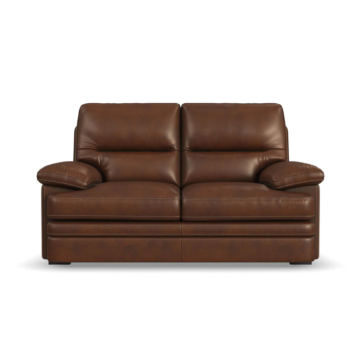 David Pecan Leather Loveseat in Pecan