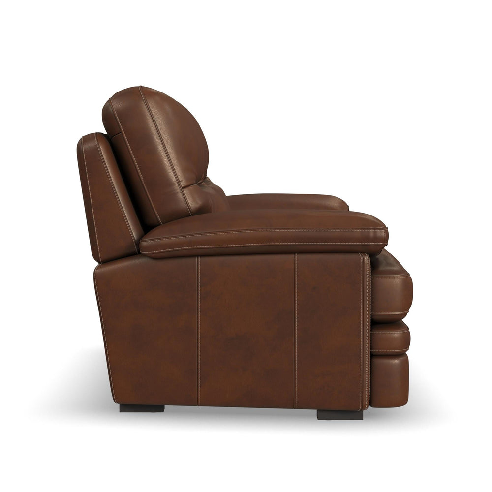 David Pecan Leather Loveseat in Pecan