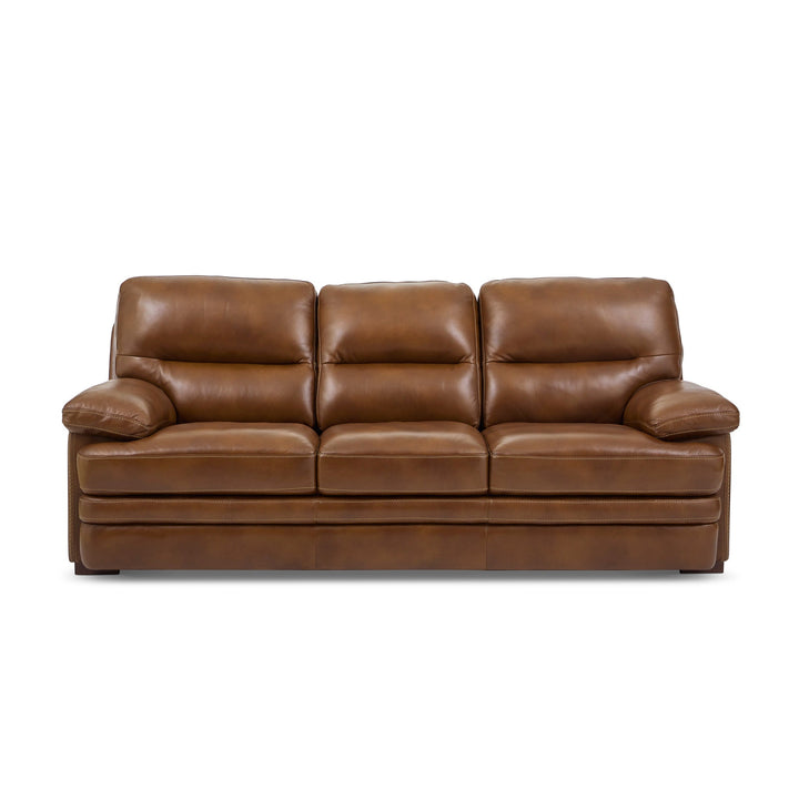 David Pecan Leather Sofa in Pecan