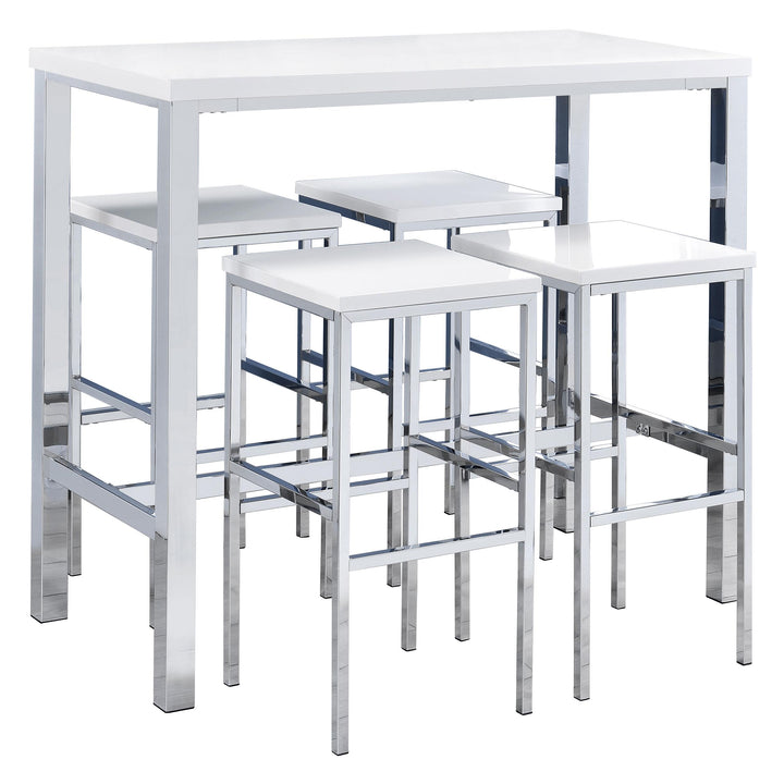 Coaster Furniture 182525 Natividad 5-Piece Pub Height Bar Table Set White High Gloss