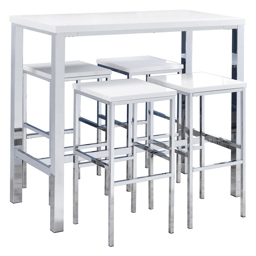 Coaster Furniture 182525 Natividad 5-Piece Pub Height Bar Table Set White High Gloss