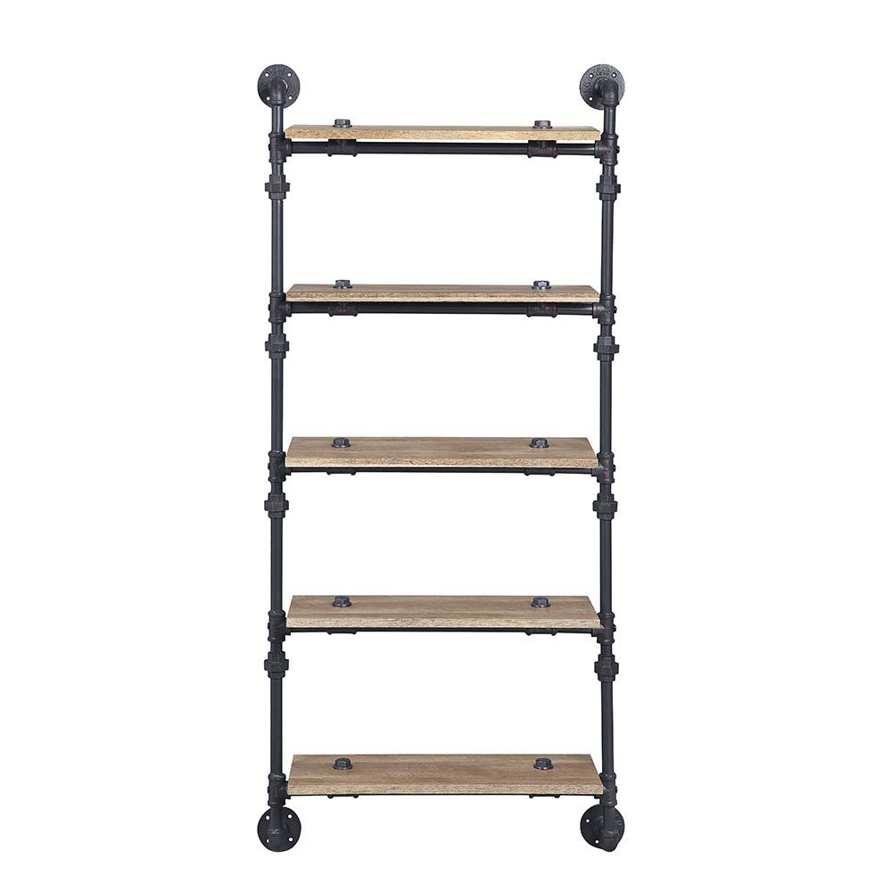 Brantley - Wall Rack With 5 Shelves - Oak & Sandy Black