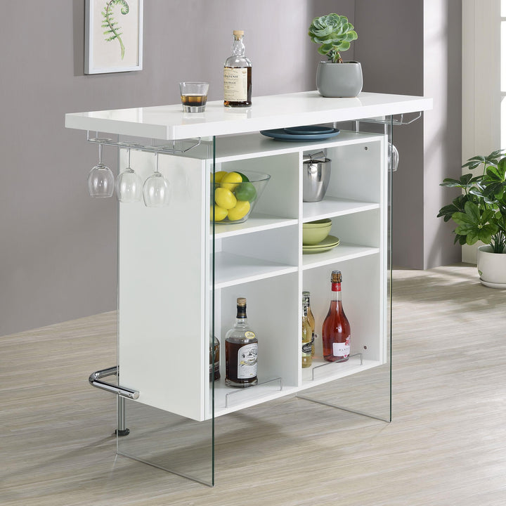 Coaster Furniture 182632 Acosta Freestanding Home Bar Wine Cabinet White High Gloss