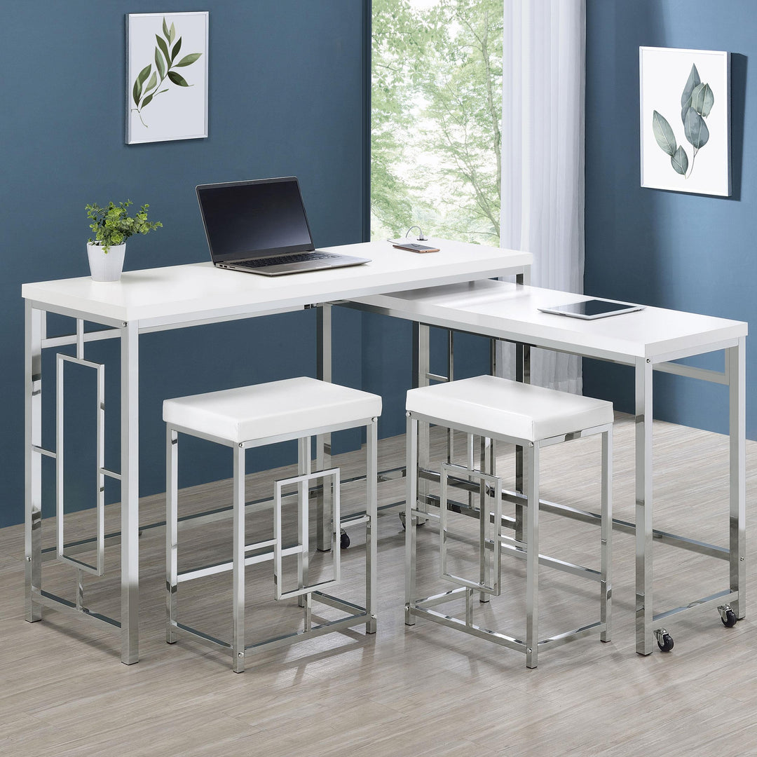 Coaster Furniture 182714 Jackson 4-Piece Multipurpose Counter Height Table Set White