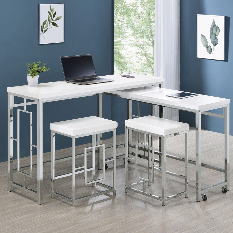 Coaster Furniture 182714 Jackson 4-Piece Multipurpose Counter Height Table Set White