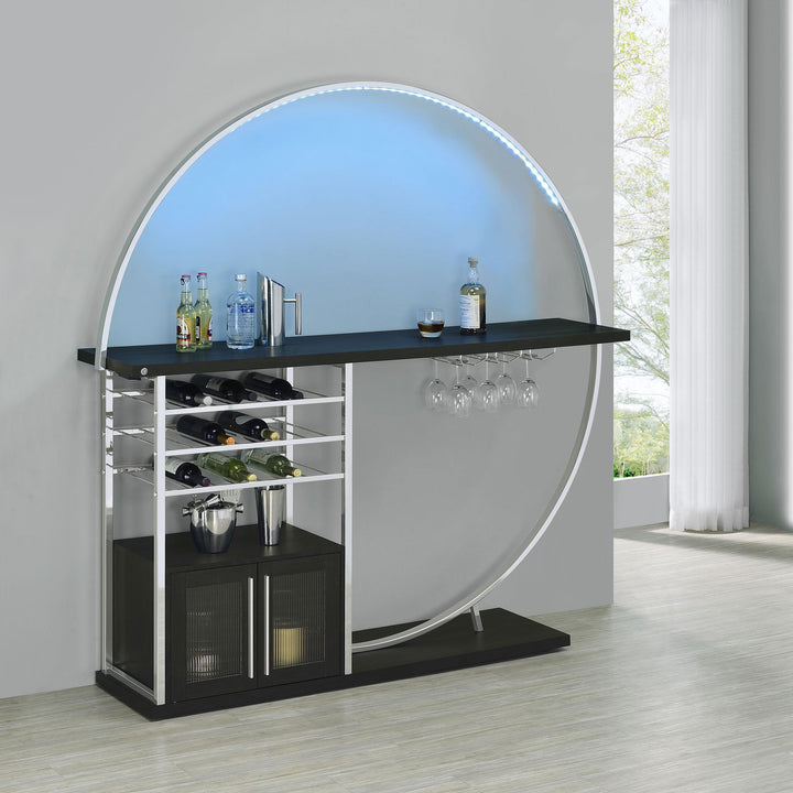 Coaster Furniture 182799 Risley 2-door Circular LED Home Bar Cabinet Dark Charcoal