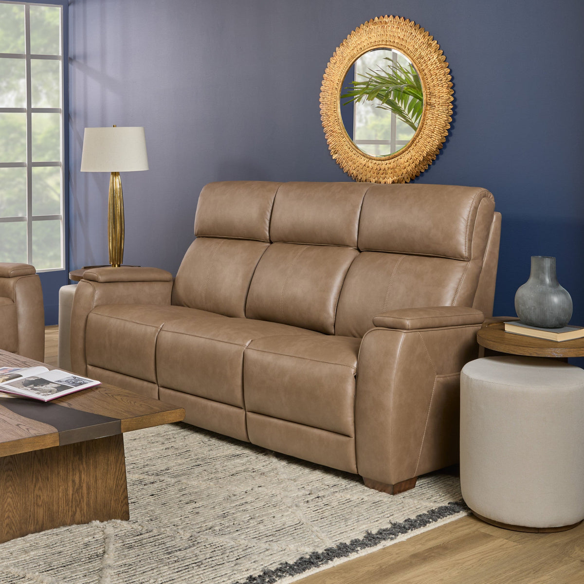 Vibe Fabric Power Reclining Sofa with Console, Power Headrest, Lumbar, Heat, Massage & Pulse (Cover 76374)
