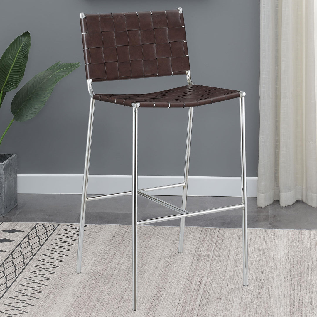 coaster-furniture-183584-adelaide-upholstered-pub-height-bar-stool-brown-and-chrome