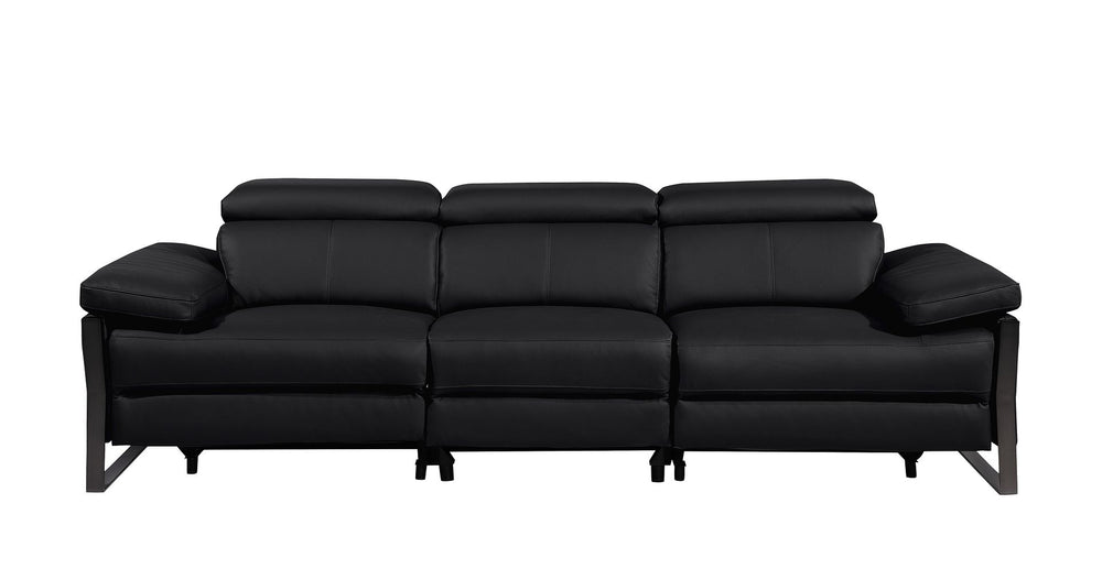 DivanItalia 1246 Modular Power Triple Reclining Sofa with Power Reclining Headrests – Top Grain Italian Leather - Black