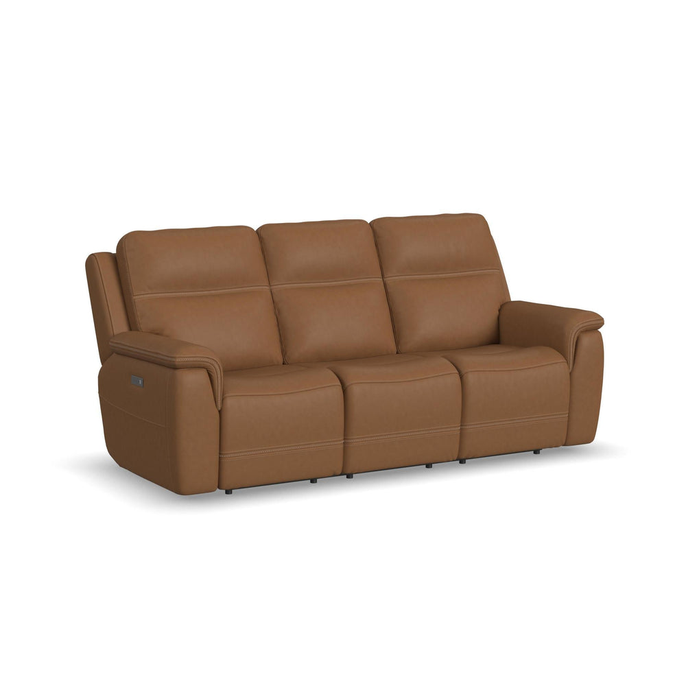 Sawyer Leather Power Reclining Sofa with Power Headrests & Lumbar in Harvest