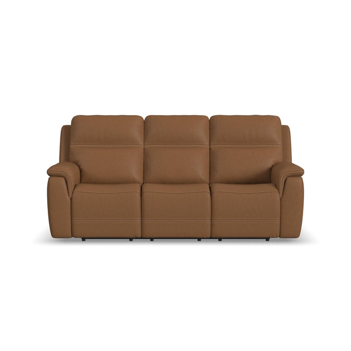 Sawyer Leather Power Reclining Sofa with Power Headrests &amp; Lumbar in Harvest