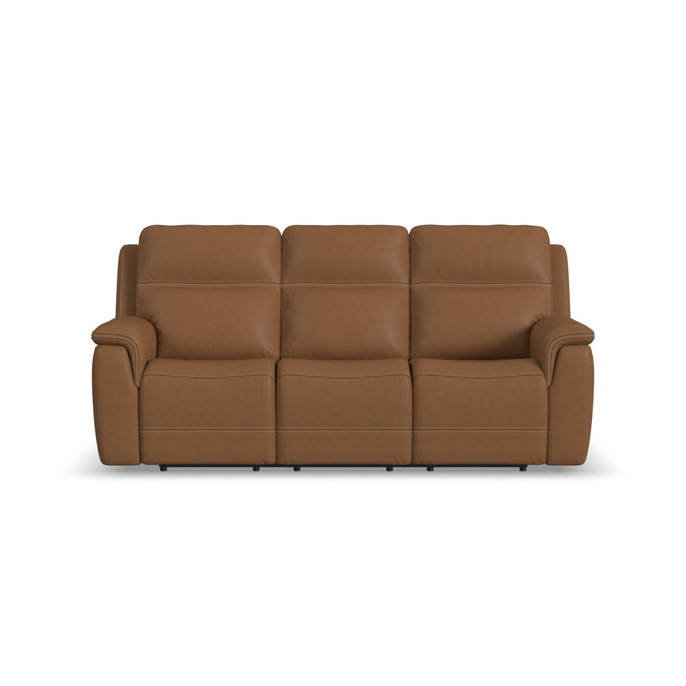 Sawyer Leather Power Reclining Sofa with Power Headrests & Lumbar in Harvest
