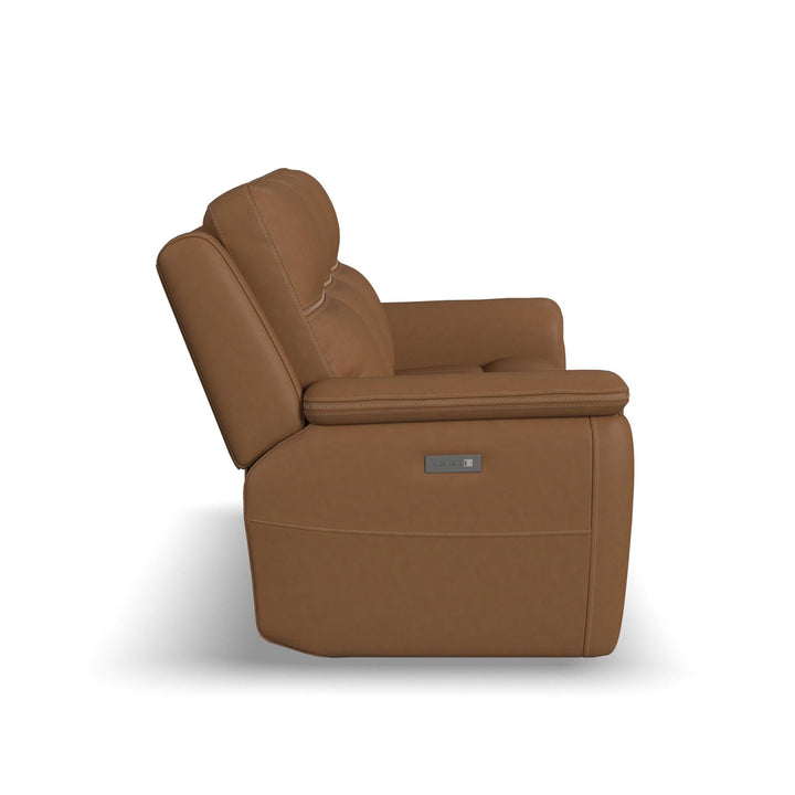 Sawyer Leather Power Reclining Sofa with Power Headrests &amp; Lumbar in Harvest