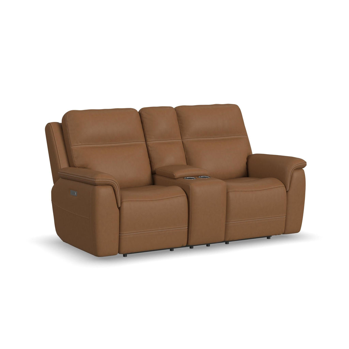 Sawyer Leather Pwr Recl Loveseat with Console, Pwr Hdrsts, Lumbar in Harvest
