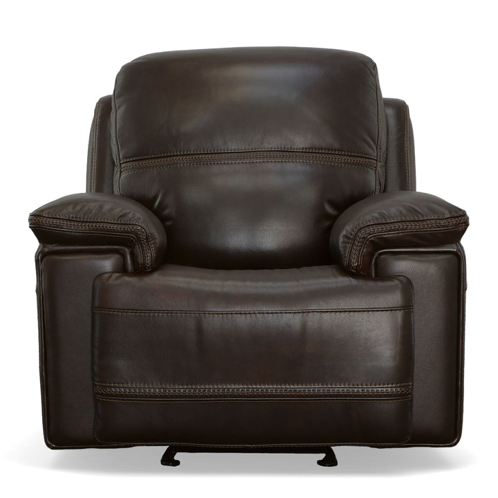 Fenwick Leather Power Gliding Recliner with Power Headrest in Dark Chocolate