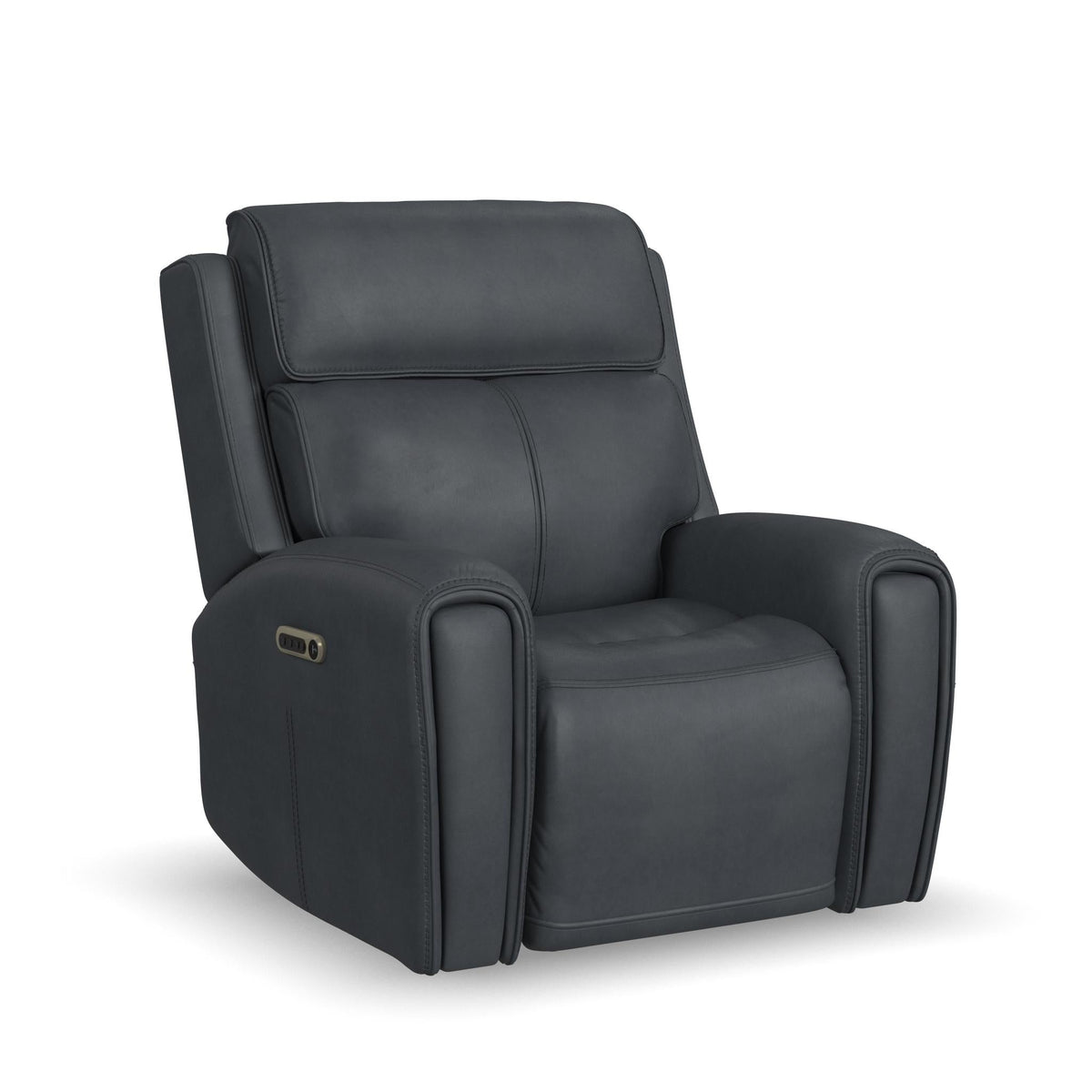 Warren Leather Power Recliner with Power Headrest & Lumbar in True Navy